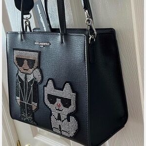 Karl Lagerfeld Black Cat-Embellished Tote